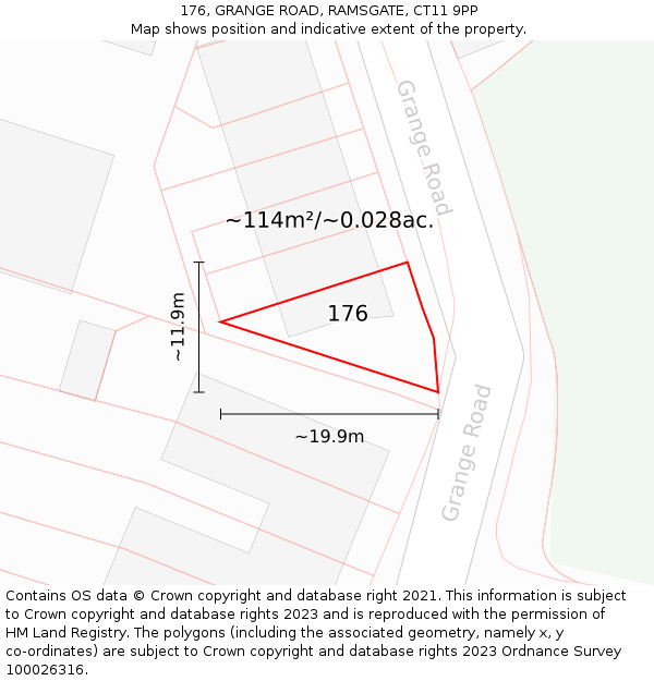 176, GRANGE ROAD, RAMSGATE, CT11 9PP: Plot and title map
