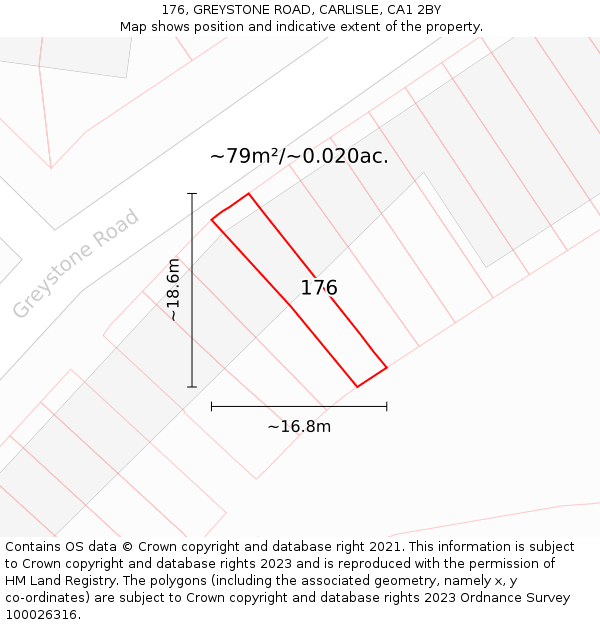 176, GREYSTONE ROAD, CARLISLE, CA1 2BY: Plot and title map