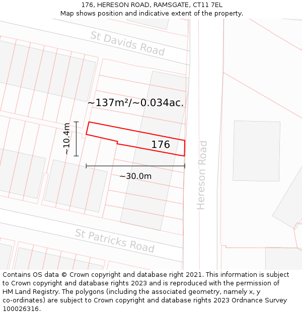 176, HERESON ROAD, RAMSGATE, CT11 7EL: Plot and title map