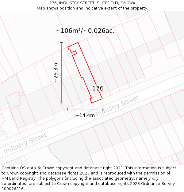 176, INDUSTRY STREET, SHEFFIELD, S6 2WX: Plot and title map