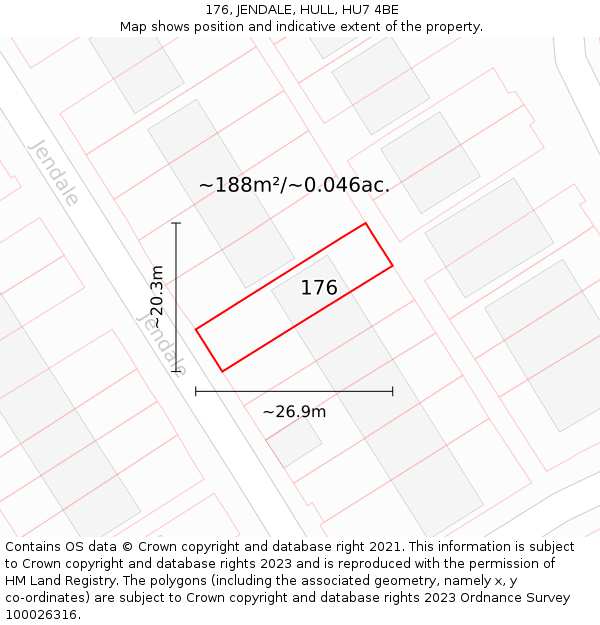 176, JENDALE, HULL, HU7 4BE: Plot and title map