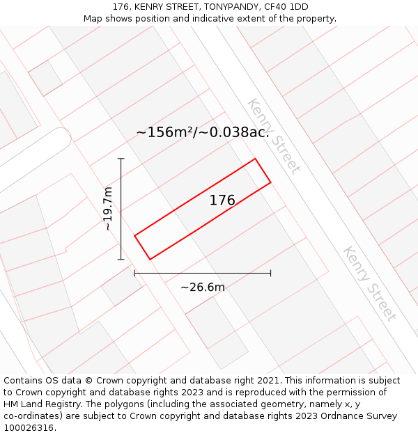 176, KENRY STREET, TONYPANDY, CF40 1DD: Plot and title map