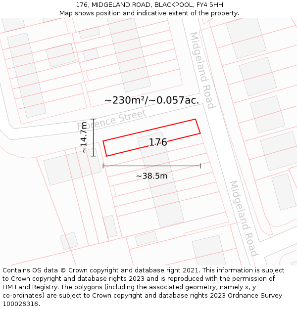 176, MIDGELAND ROAD, BLACKPOOL, FY4 5HH: Plot and title map