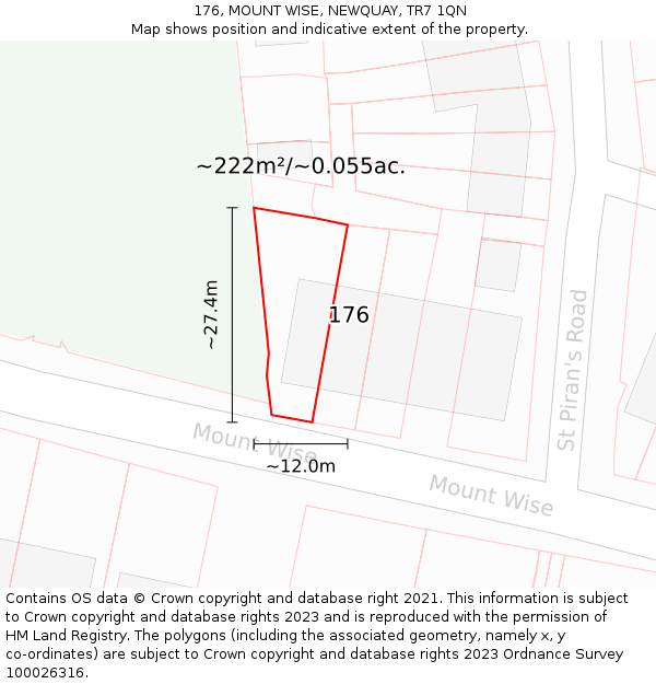 176, MOUNT WISE, NEWQUAY, TR7 1QN: Plot and title map