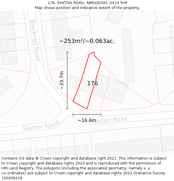 176, SAXTON ROAD, ABINGDON, OX14 5HF: Plot and title map
