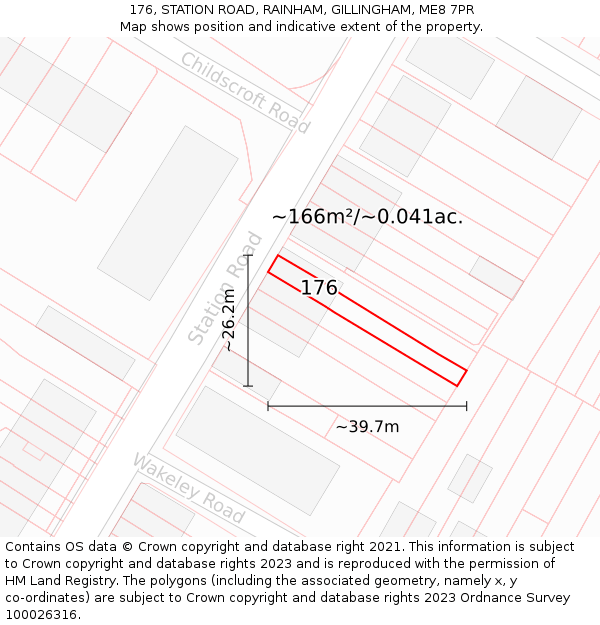 176, STATION ROAD, RAINHAM, GILLINGHAM, ME8 7PR: Plot and title map