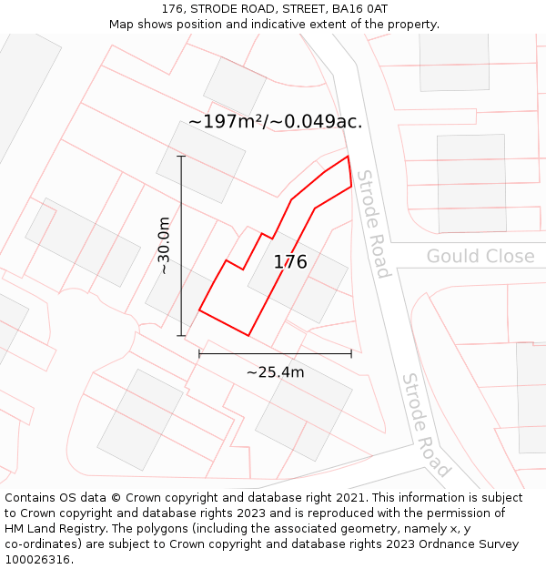 176, STRODE ROAD, STREET, BA16 0AT: Plot and title map