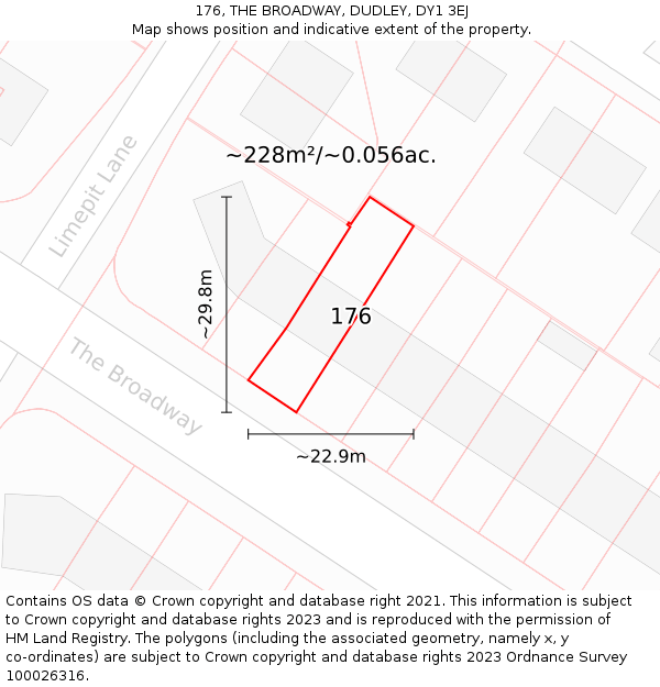 176, THE BROADWAY, DUDLEY, DY1 3EJ: Plot and title map