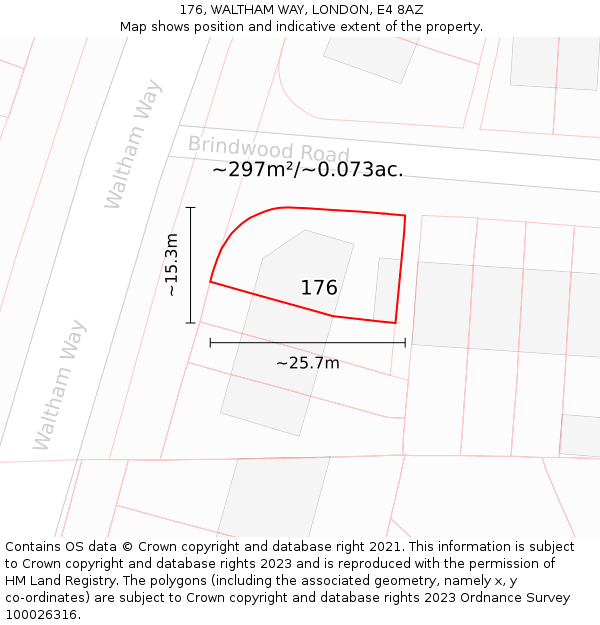 176, WALTHAM WAY, LONDON, E4 8AZ: Plot and title map