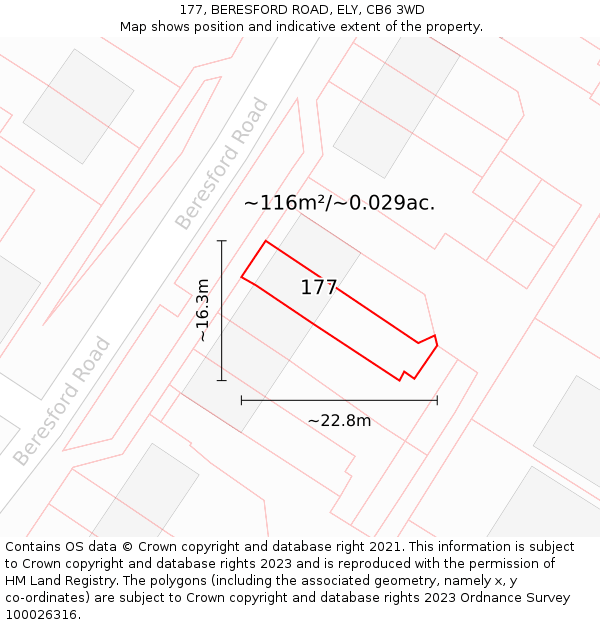 177, BERESFORD ROAD, ELY, CB6 3WD: Plot and title map