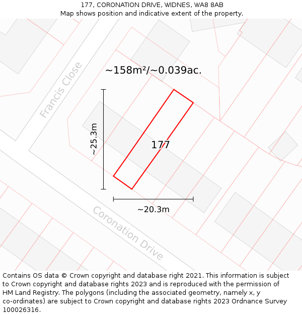 177, CORONATION DRIVE, WIDNES, WA8 8AB: Plot and title map