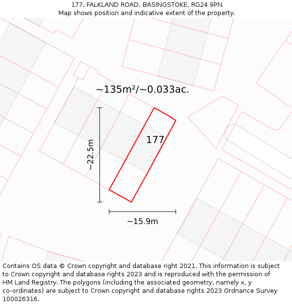 177, FALKLAND ROAD, BASINGSTOKE, RG24 9PN: Plot and title map