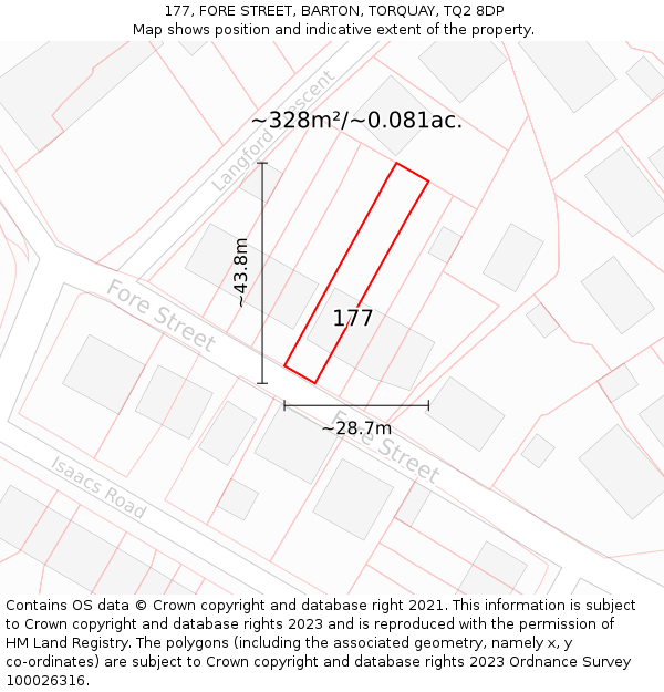 177, FORE STREET, BARTON, TORQUAY, TQ2 8DP: Plot and title map