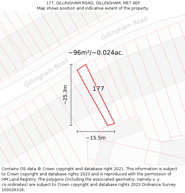 177, GILLINGHAM ROAD, GILLINGHAM, ME7 4EP: Plot and title map