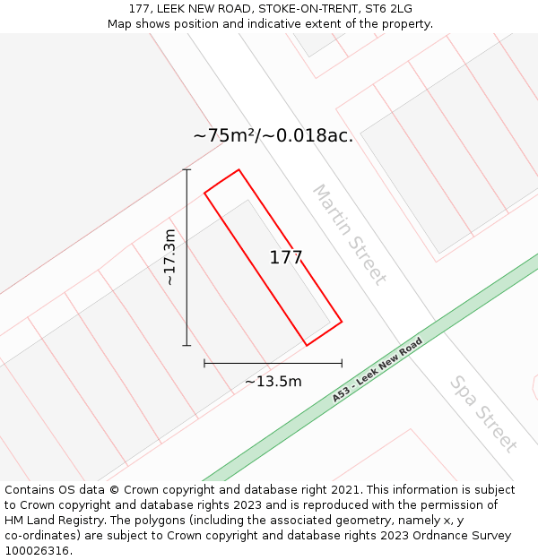 177, LEEK NEW ROAD, STOKE-ON-TRENT, ST6 2LG: Plot and title map