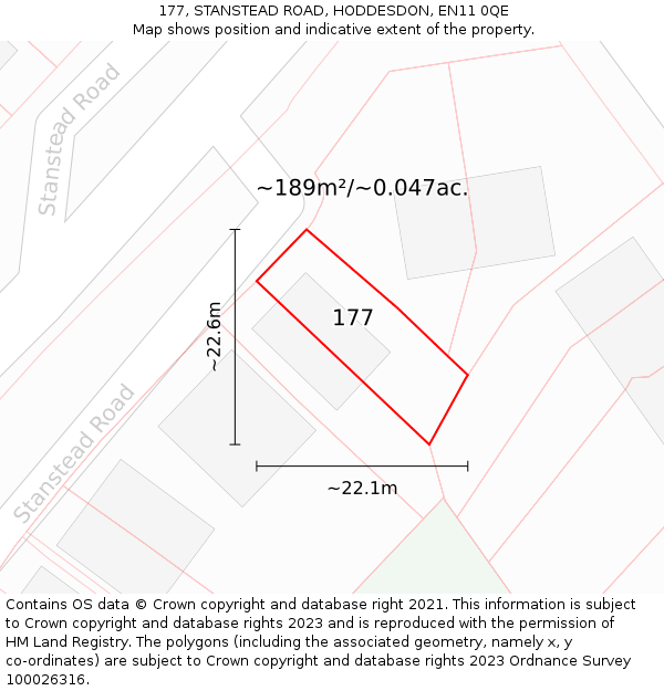 177, STANSTEAD ROAD, HODDESDON, EN11 0QE: Plot and title map