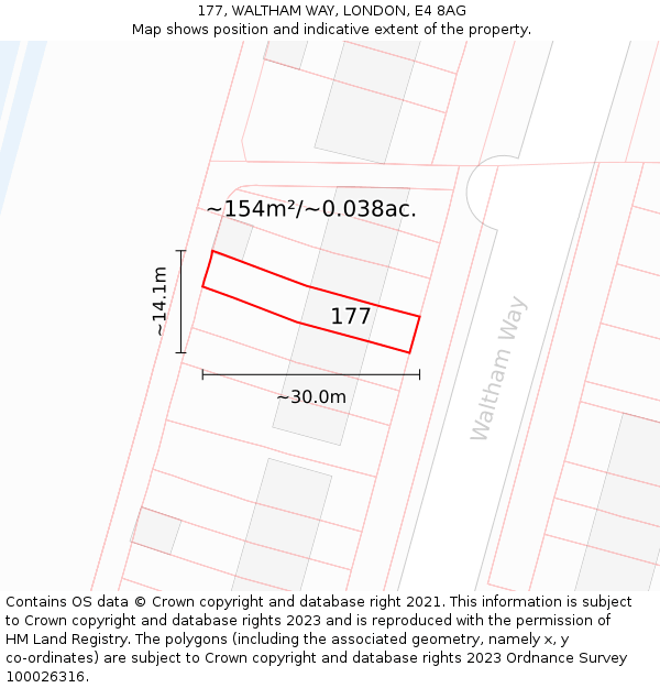 177, WALTHAM WAY, LONDON, E4 8AG: Plot and title map