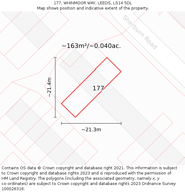 177, WHINMOOR WAY, LEEDS, LS14 5DL: Plot and title map