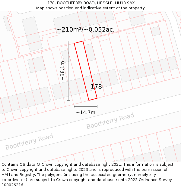 178, BOOTHFERRY ROAD, HESSLE, HU13 9AX: Plot and title map