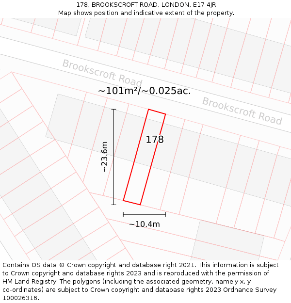 178, BROOKSCROFT ROAD, LONDON, E17 4JR: Plot and title map