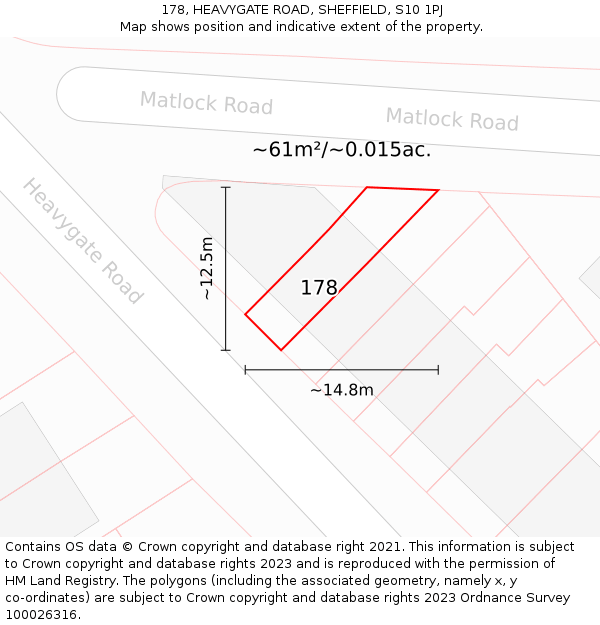 178, HEAVYGATE ROAD, SHEFFIELD, S10 1PJ: Plot and title map