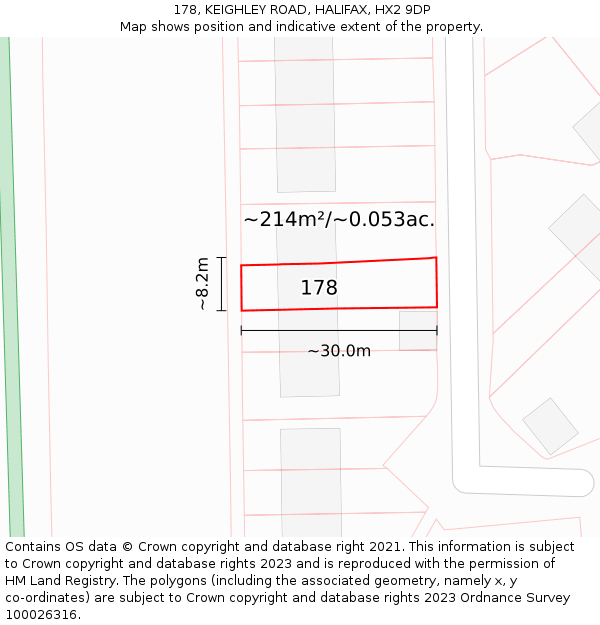 178, KEIGHLEY ROAD, HALIFAX, HX2 9DP: Plot and title map