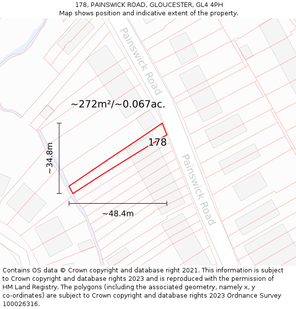 178, PAINSWICK ROAD, GLOUCESTER, GL4 4PH: Plot and title map