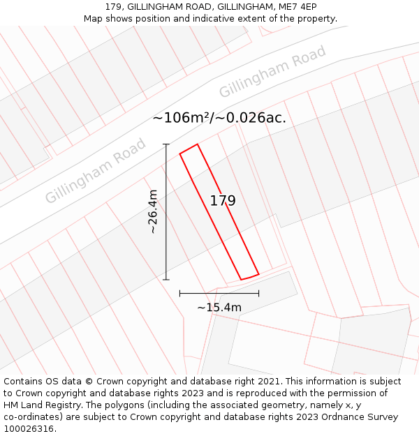 179, GILLINGHAM ROAD, GILLINGHAM, ME7 4EP: Plot and title map