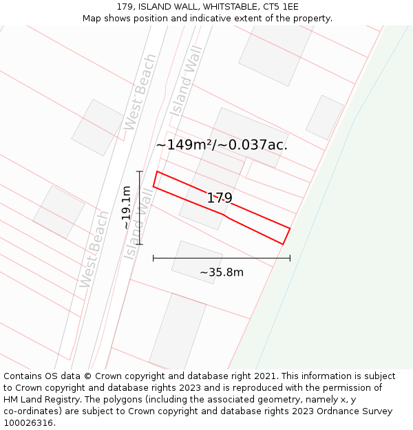 179, ISLAND WALL, WHITSTABLE, CT5 1EE: Plot and title map