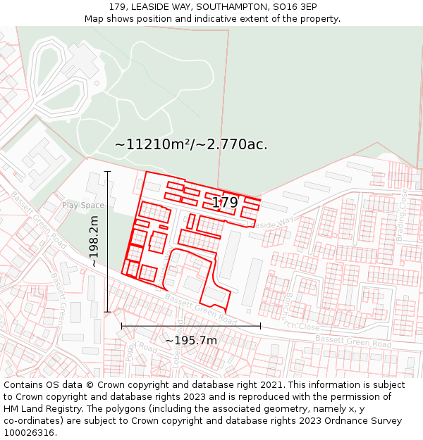 179, LEASIDE WAY, SOUTHAMPTON, SO16 3EP: Plot and title map