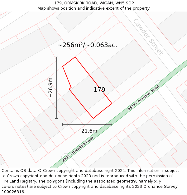 179, ORMSKIRK ROAD, WIGAN, WN5 9DP: Plot and title map