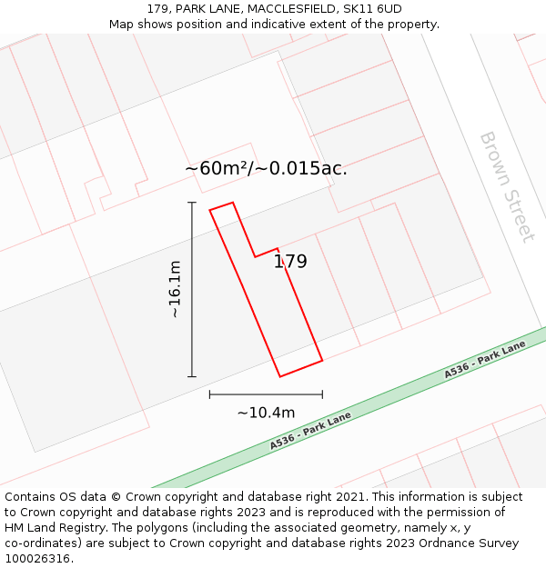 179, PARK LANE, MACCLESFIELD, SK11 6UD: Plot and title map