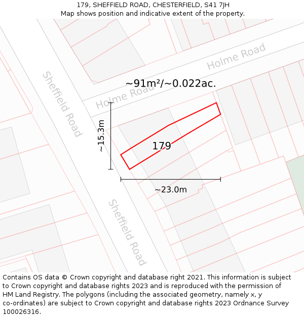 179, SHEFFIELD ROAD, CHESTERFIELD, S41 7JH: Plot and title map