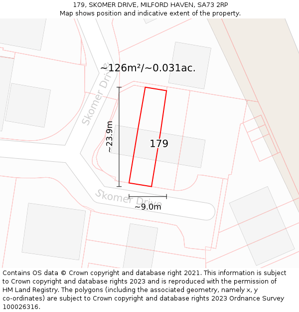 179, SKOMER DRIVE, MILFORD HAVEN, SA73 2RP: Plot and title map
