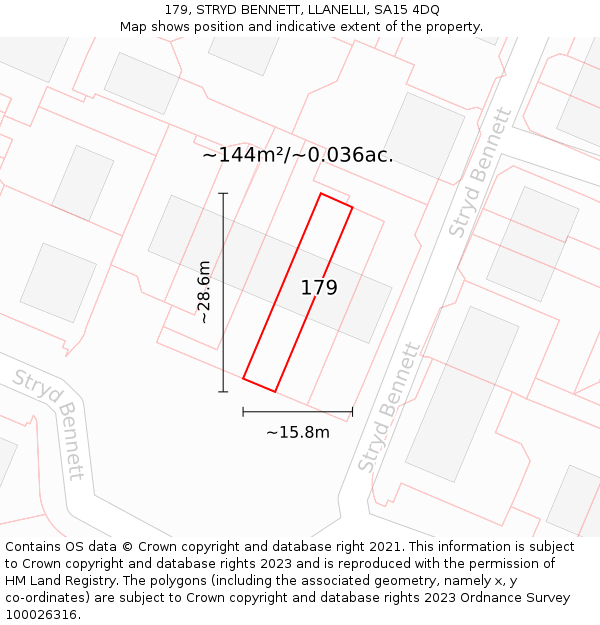 179, STRYD BENNETT, LLANELLI, SA15 4DQ: Plot and title map