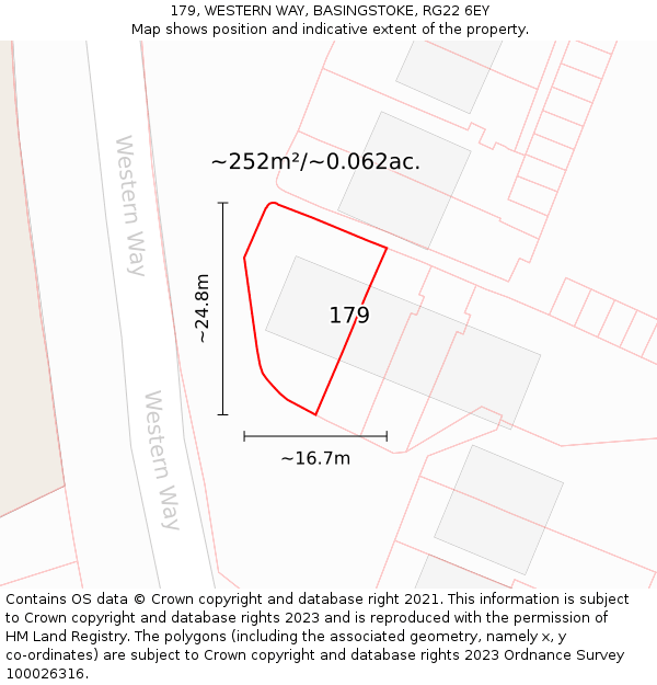 179, WESTERN WAY, BASINGSTOKE, RG22 6EY: Plot and title map