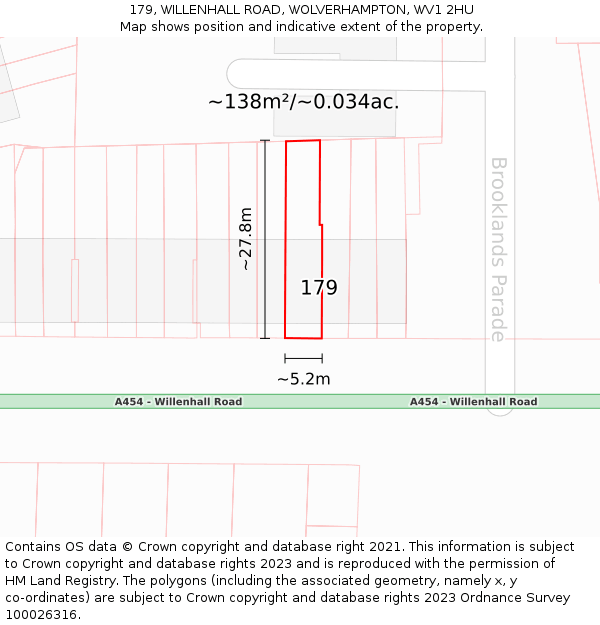 179, WILLENHALL ROAD, WOLVERHAMPTON, WV1 2HU: Plot and title map