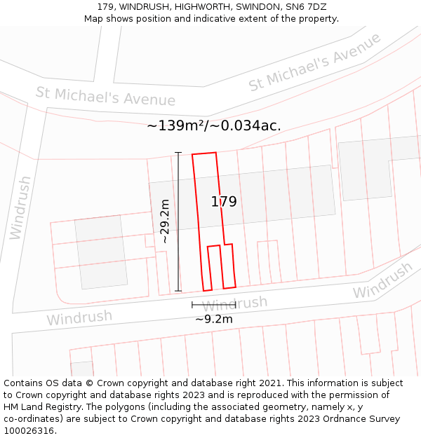 179, WINDRUSH, HIGHWORTH, SWINDON, SN6 7DZ: Plot and title map