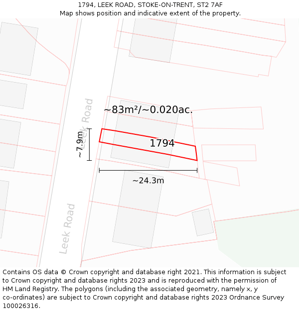 1794, LEEK ROAD, STOKE-ON-TRENT, ST2 7AF: Plot and title map
