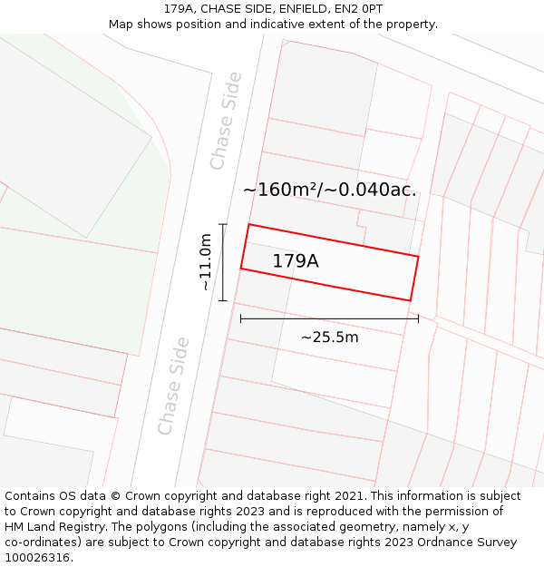 179A, CHASE SIDE, ENFIELD, EN2 0PT: Plot and title map