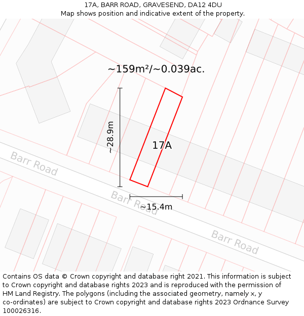 17A, BARR ROAD, GRAVESEND, DA12 4DU: Plot and title map