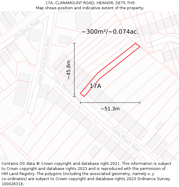 17A, CLARAMOUNT ROAD, HEANOR, DE75 7HS: Plot and title map