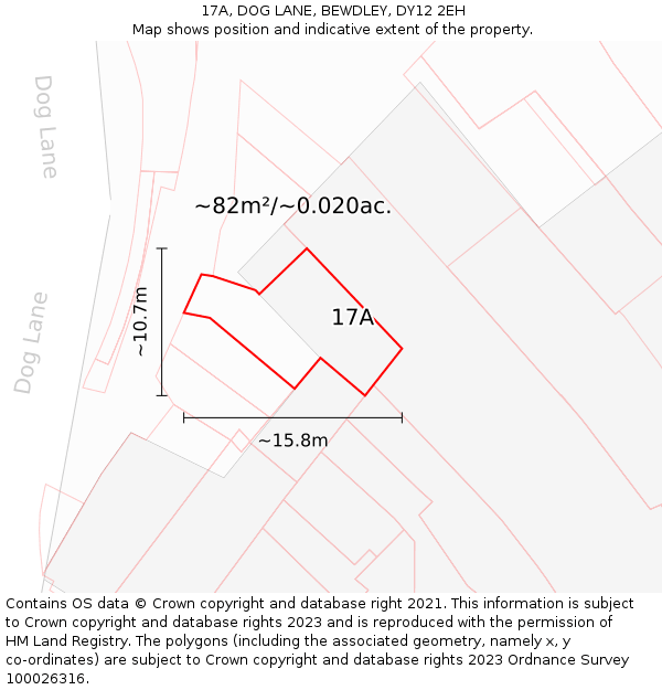 17A, DOG LANE, BEWDLEY, DY12 2EH: Plot and title map