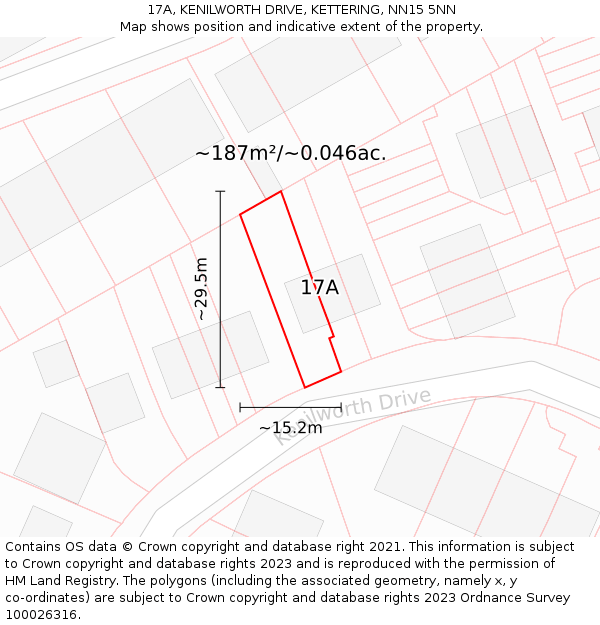 17A, KENILWORTH DRIVE, KETTERING, NN15 5NN: Plot and title map