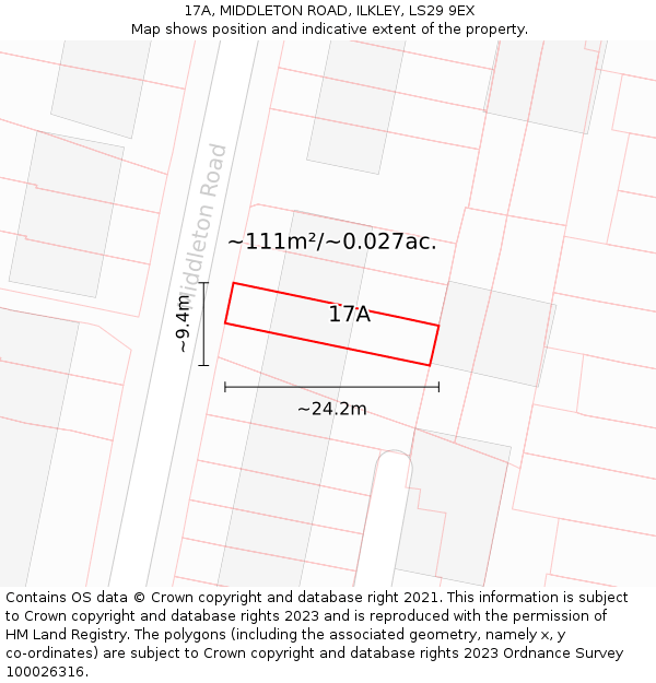 17A, MIDDLETON ROAD, ILKLEY, LS29 9EX: Plot and title map