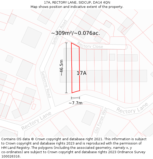 17A, RECTORY LANE, SIDCUP, DA14 4QN: Plot and title map