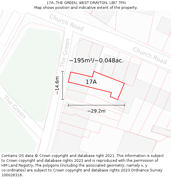 17A, THE GREEN, WEST DRAYTON, UB7 7PN: Plot and title map