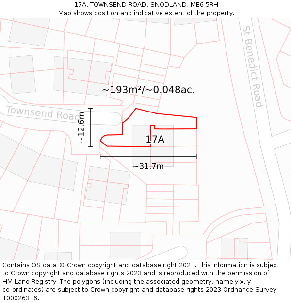 17A, TOWNSEND ROAD, SNODLAND, ME6 5RH: Plot and title map