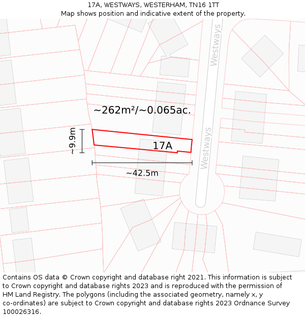17A, WESTWAYS, WESTERHAM, TN16 1TT: Plot and title map