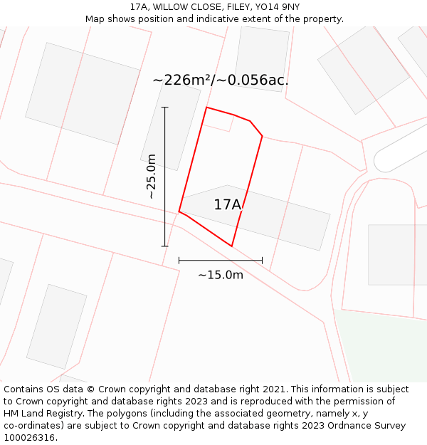 17A, WILLOW CLOSE, FILEY, YO14 9NY: Plot and title map